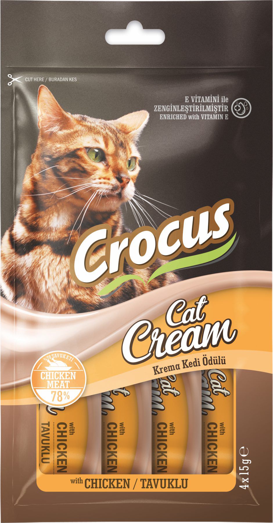 Crocus Tavuklu Krema Kedi Ödülü 4x15g Crocus Tavuklu Krema Kedi Ödülü 4x15g