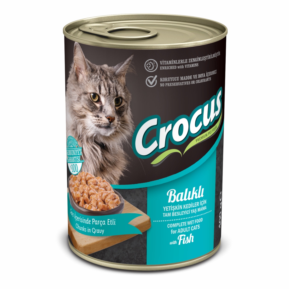 Crocus Yetişkin Kedi Balıklı Yaş Mama 400g Crocus Yetişkin Kedi Balıklı Yaş Mama 400g