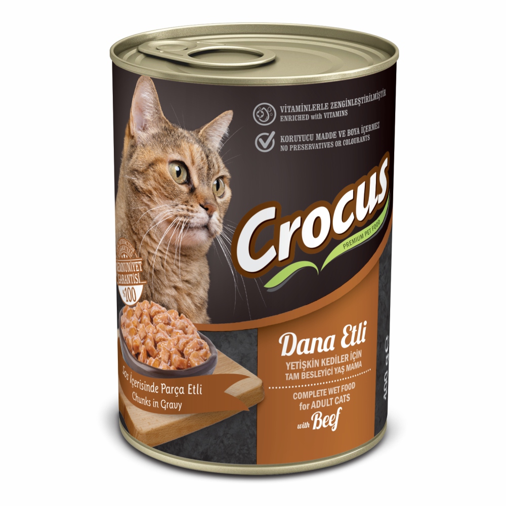 Crocus Yetişkin Kedi Dana Etli Yaş Mama 400g Crocus Yetişkin Kedi Dana Etli Yaş Mama 400g
