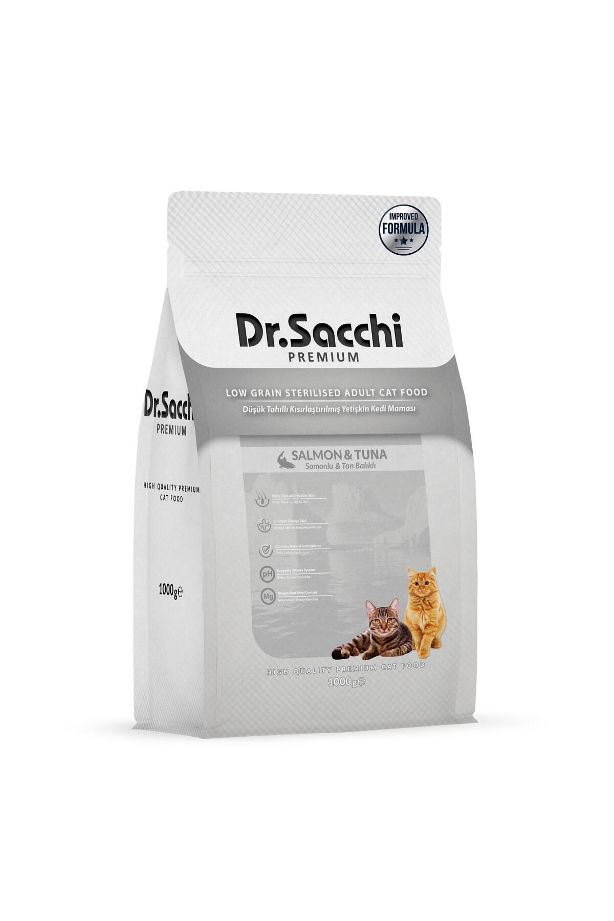 Dr. Sacchi Dr.Sacchi Premium Düşük Tahıllı Somonlu ve Ton Balıklı Kısırlaştırılmış Kedi Maması 1 Kg Dr. Sacchi Dr.Sacchi Premium Düşük Tahıllı Somonlu ve Ton Balıklı Kısırlaştırılmış Kedi Maması 1 Kg