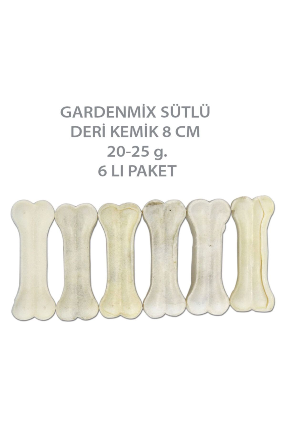 Gardenmix Sütlü Deri Kemik 8cm 20-25g 6`lı Gardenmix Sütlü Deri Kemik 8cm 20-25g 6`lı