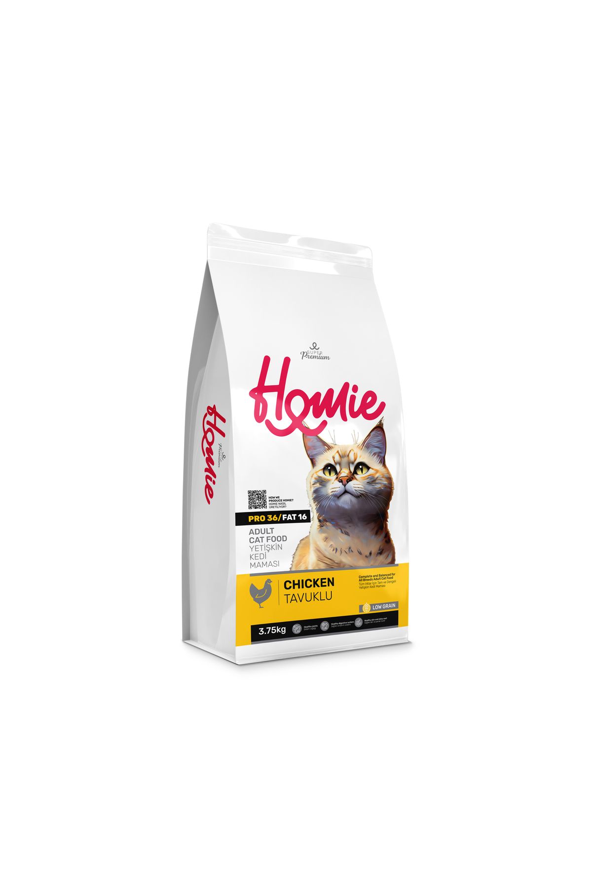Homie Düşük Tahıllı Tavuklu Yetişkin Kedi Maması 3.75 Kg Homie Düşük Tahıllı Tavuklu Yetişkin Kedi Maması 3.75 Kg