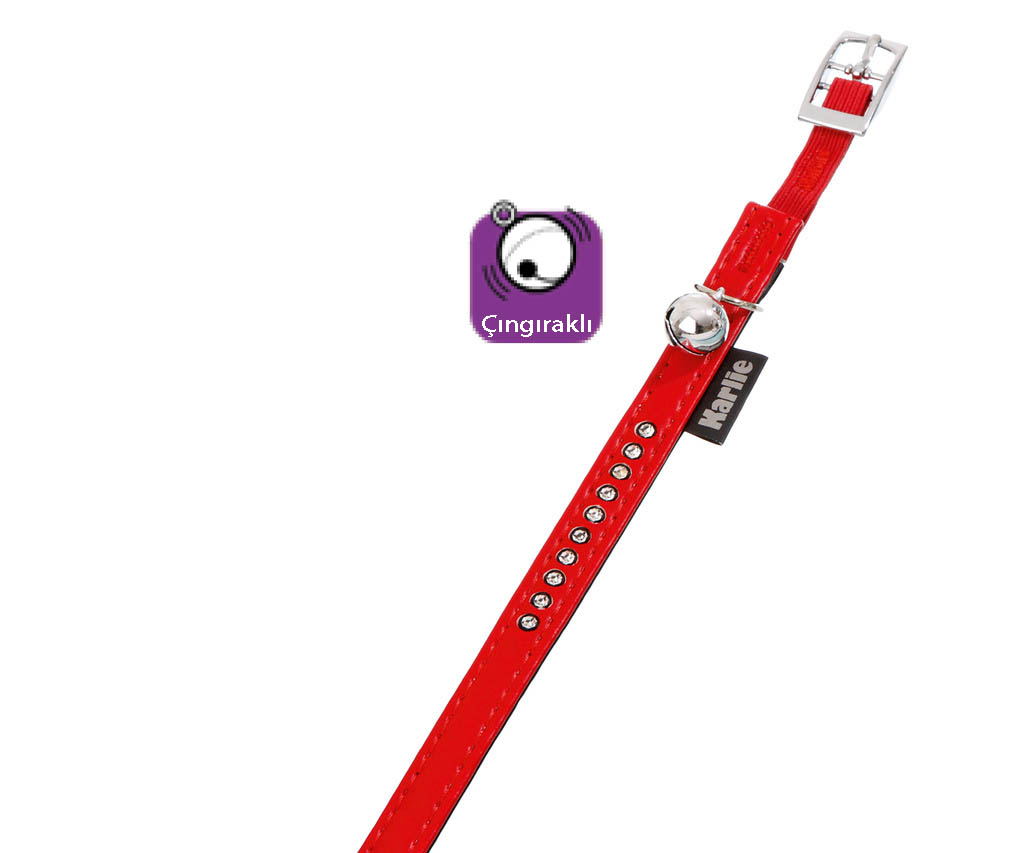 Karlıe Deri Taşlı Kedi Tasma Xs 30cm-11mm Kırmızı Karlıe Deri Taşlı Kedi Tasma Xs 30cm-11mm Kırmızı