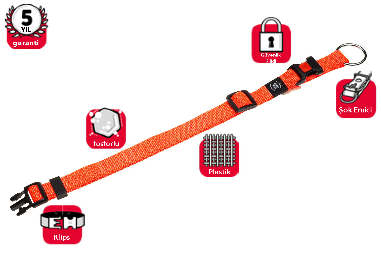 Karlıe Kilitli Boyun Tasma L 45-65 Cm Turuncu Karlıe Kilitli Boyun Tasma L 45-65 Cm Turuncu