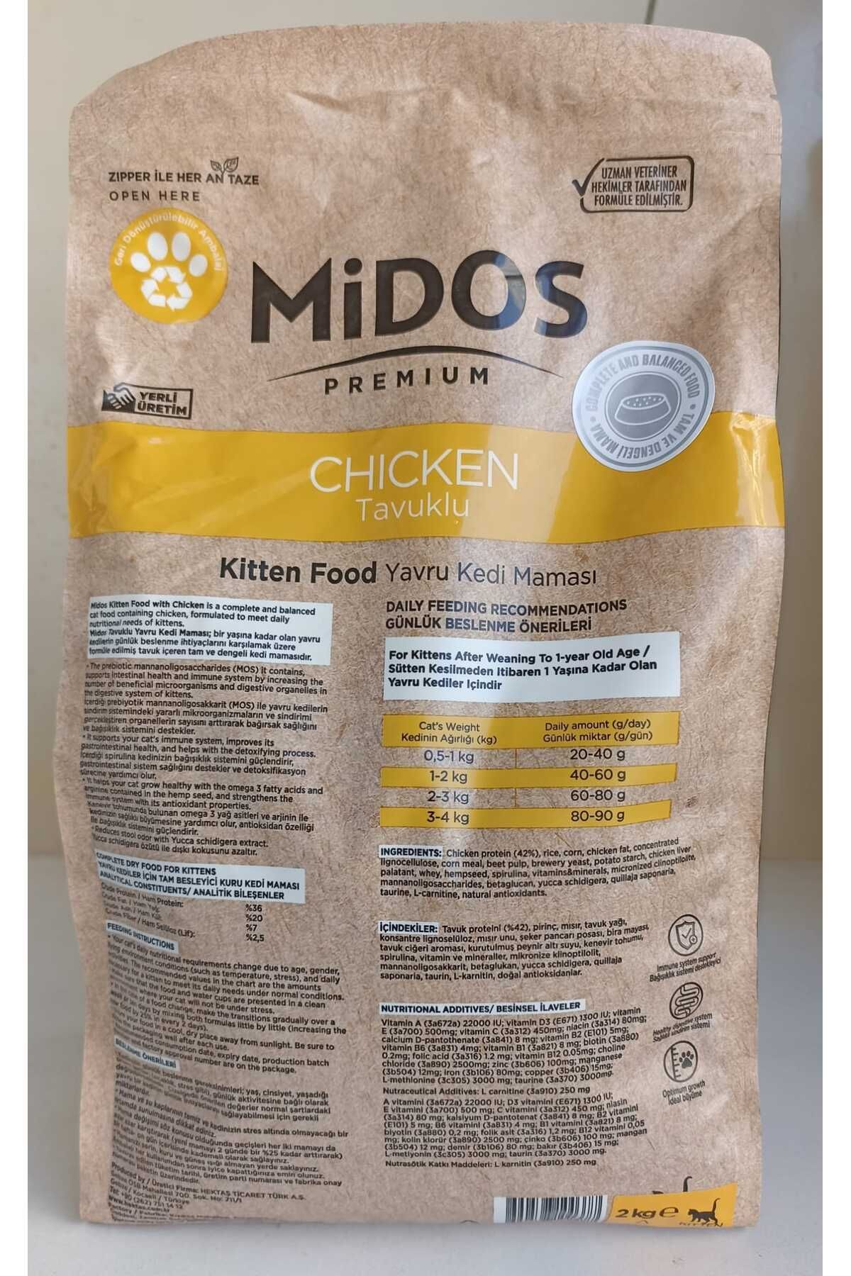 Midos Tavuklu Yavru Kedi Maması 2 Kg Midos Tavuklu Yavru Kedi Maması 2 Kg