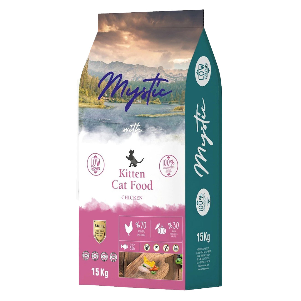 Mystic Az Tahıllı Yavru Kedi Maması Tavuklu 15kg Mystic Az Tahıllı Yavru Kedi Maması Tavuklu 15kg