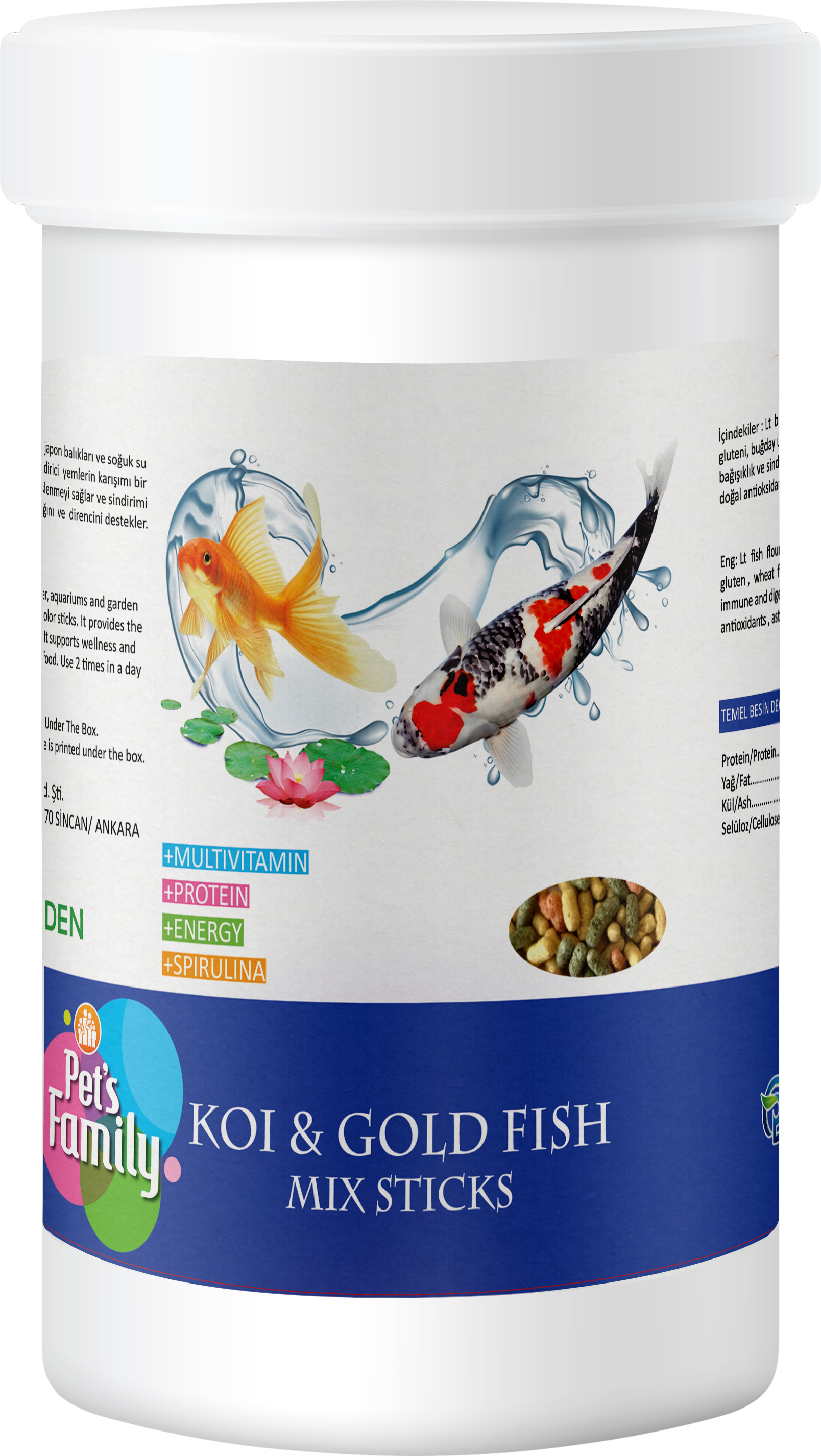 Pets Family Koı & Gold Fısh Mıx Stıcks 1l/100g Pets Family Koı & Gold Fısh Mıx Stıcks 1l/100g