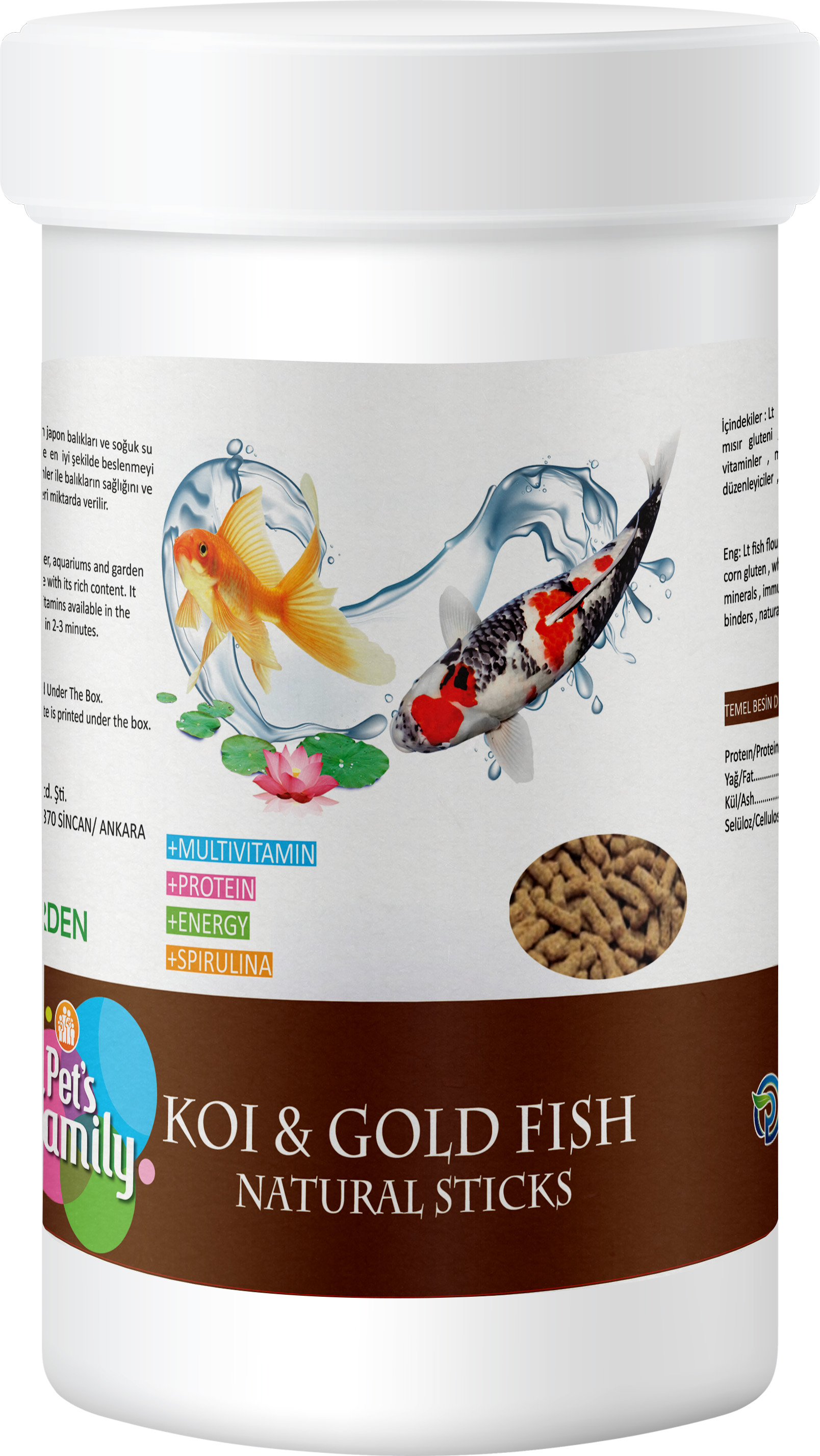 Pets Family Koı & Gold Fısh Natural Stıcks 1l/100g Pets Family Koı & Gold Fısh Natural Stıcks 1l/100g