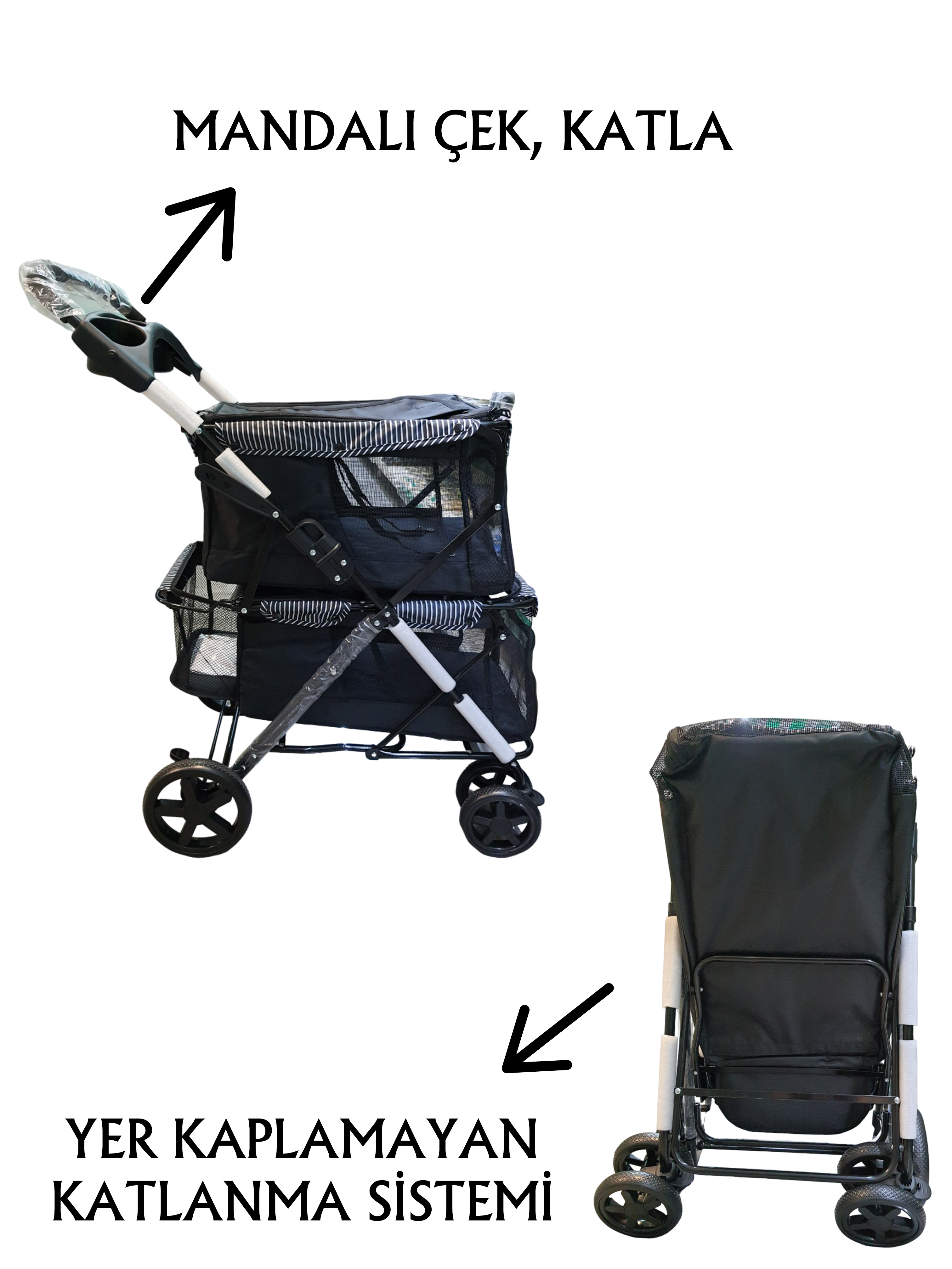 Tommy İki Katlı Evcil Hayvan Arabası 85x51x100cm Siyah Max 10+10 Kg Tommy İki Katlı Evcil Hayvan Arabası 85x51x100cm Siyah Max 10+10 Kg